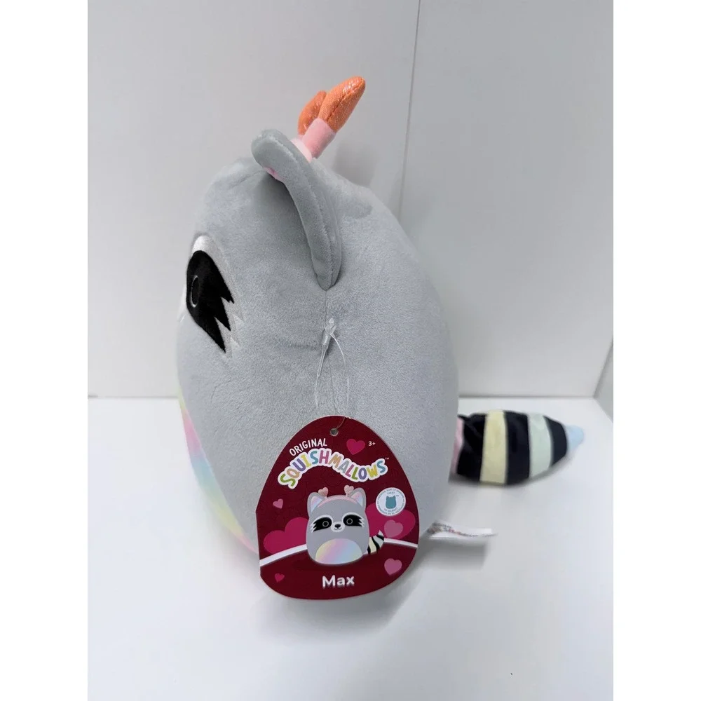 Squishmallows Max the Raccoon 8 Inch Grey Rainbow Plush Heart‎ Antennae NWT